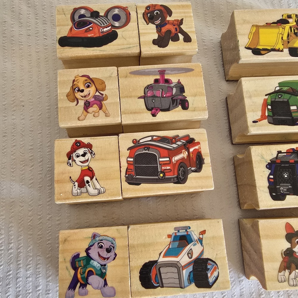 Paw Patrol Wooden Stamps Pups and Vehicles 16 Piece - Picture 2 of 6